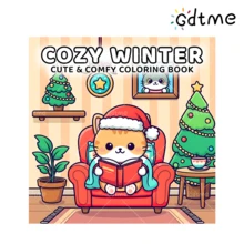 كتاب تلوين بموضوع الشتاء مكون من 24 صفحة بمقاس 7.87 * 7.87 بوصة، مطلي بطبقة لؤلؤية، ألبوم فني استرخائي لل-DIY، هدية عيد الميلاد مع ملصقات، مناسب للبالغين والأطفال