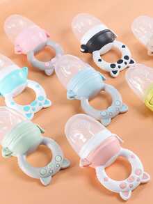 KUNT 1pc Baby Silicone Pig Shaped Fruit & Vegetable Teether, Suitable For Daily Feeding - Blue and White - View 4