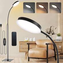 Yogle 1pc Modern Floor Lamp With Remote, Lightweight LED Reading Lamp Floor Standing, 3 Color And 10 Brightness Dimmable Gooseneck Light,With [1H Timer] Suitable For Working/Studying /Sewing /Drawing Crafting/Makeup - 黑色 - 查看 2