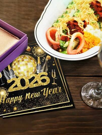 20pcs 2026 New Year Wreath Champagne Napkins, Black & Gold, 2-Ply Disposable Paper Napkins Fireworks Balloons Ribbons,Design With Glittering Suitable For Christmas, New Year Party Decor, Holiday Decor, Tabletop Decor, Restaurant Decor, Wedding And Festival Use Perfect For New Year Celebrations