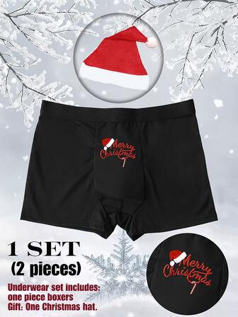 Men's Boxer Shorts Christmas Neck Ring Comfortable Stretch Fit Boxer Briefs Fun Christmas Prints Boxer Briefs New Year Christmas Gifts