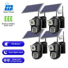 4K Solar Security Cameras Wireless Outdoor, Battery Powered 5GHz/2.4GHz WiFi 360° PTZ Cameras For Home Security With Color Night Vision, PIR Motion Detection, APP Siren Alert, 2-Way Talk, IP66 Waterproof, Support Alexa - 黑色 - 查看 1