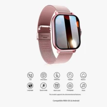 Reloj inteligente con doble correa de 1,83" - Pantalla HD, llamadas inalámbricas, fondo de pantalla personalizable. Seguimiento de la actividad física, recordatorios, control de música. ¡Opción de moda! - Multicolor - Ver 9
