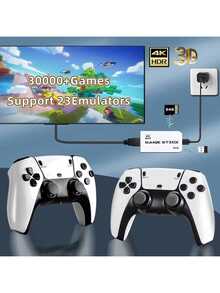 4K Retro Console With 2 Wireless Controllers – 20,000 Games + 20 Emulators – Plug And Play – Compatible With TV, Monitor, PC And Projector – Ideal Gamer Gift - White - View 8