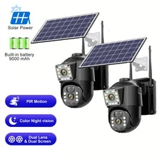 4K Solar Security Cameras Wireless Outdoor, Battery Powered 5GHz/2.4GHz WiFi 360° PTZ Cameras For Home Security With Color Night Vision, PIR Motion Detection, APP Siren Alert, 2-Way Talk, IP66 Waterproof, Support Alexa - 黑色 - 查看 13