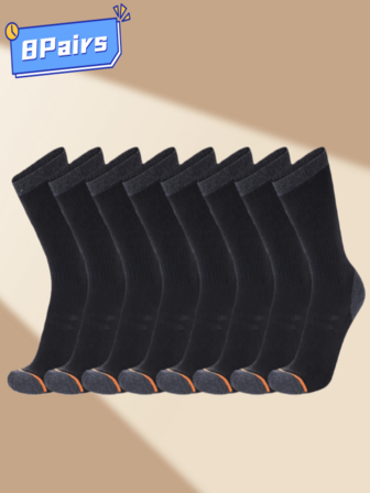 8 Pairs Men's Autumn/Winter Mid-Calf Socks, Comfortable, Moisture-Wicking, Breathable, Antibacterial, Odor-Resistant