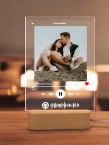 Music Photo Name Night Light, Custom Photo Music Plaque, Personalized Song Acrylic Plaque, Bedroom Decor, LED Nightlight, Gift For Mom - Multicolor - View 3