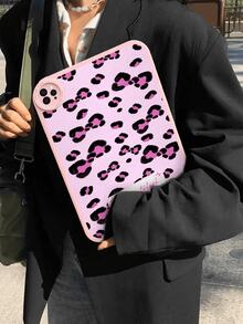 1个粉色豹纹蝴蝶结图案简约优雅可爱趣味风格防震平板电脑保护套，适用于华为MatePad 10.4英寸，内置360度加厚防摔皮革iPad 10.2英寸平板电脑保护套 - 彩色 - 查看 3