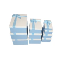 Blaue und weiße rechteckige Geschenkbox-Set mit 10 Stücke und Schleife für elegante Verpackung