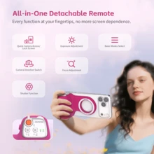 COMITOK 磁吸式手机支架，可拆卸遥控器，兼容苹果手机，一键启动相机，曝光锁定，可充电单反快门，摄影师礼物 - 玫紅色 - 查看 5