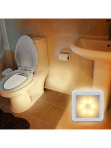 4 件/2 件/1 件 LED 运动传感器夜灯,智能 PIR 传感器橱柜壁灯,易于安装,15 秒自动关闭,暖光和冷光选项,电池供电无线方形传感器灯,适用于浴室、卧室、走廊、楼梯、橱柜 - 白色外殼 - 查看 3