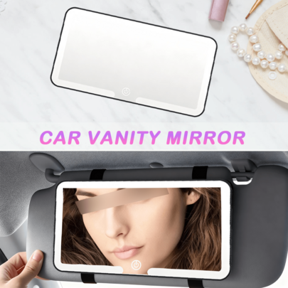 Black Car Sun Visor Makeup Mirror (1 Piece), Long Press The Power Button To Adjust The Brightness, Three Light Switching Modes: Yellow, White, And Warm, Color Temperature 2600k-6500k, Super Bright 1000 Lumens, Adjustable Spring Strap,, Install And Use At Any Time, Practical Car Accessories, Holiday Gifts.