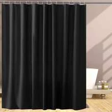 Cortina de ducha ligera, impermeable y antimoho de 180 x 180 cm + 12 ganchos, adecuada para baños, bañeras y hoteles, impermeable, antimoho, antibacteriana y duradera (Negro) - Negro - Ver 6