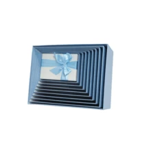 Blaue und weiße rechteckige Geschenkbox-Set mit 10 Stücke und Schleife für elegante Verpackung
