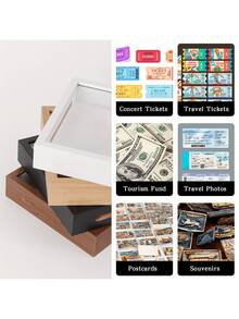 8x8 Inch Square Ticket And Souvenir Display Frame (Single Pack) - Multi-Layer Memory Box With Ticket Slots, Top Opening, Travel Souvenir Organizer, Wall-Mounted/Desktop Placement - Autumn Travel Decorations, Holiday Gifts - Multicolor - View 5