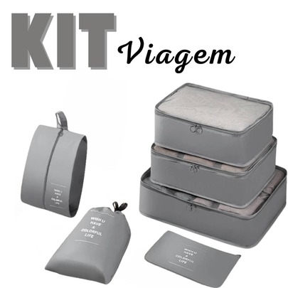 Kit Bolsas de Viagem Organizador Prático de Mala Roupa 6 pçs - Aleatória