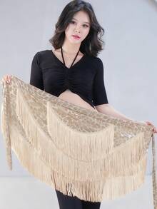 女式流苏舞裙拉丁萨尔萨探戈国标裙性感流苏裹身裙迷你短裤裙 - 彩色 - 查看 3