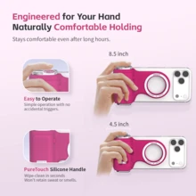 COMITOK 磁吸式手机支架，可拆卸遥控器，兼容苹果手机，一键启动相机，曝光锁定，可充电单反快门，摄影师礼物 - 玫紅色 - 查看 4