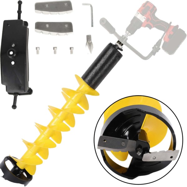 28*6in Broca De Taladro Para Plantar Jardín Pesca En Hielo Plantar Con Cuchillas Afiladas