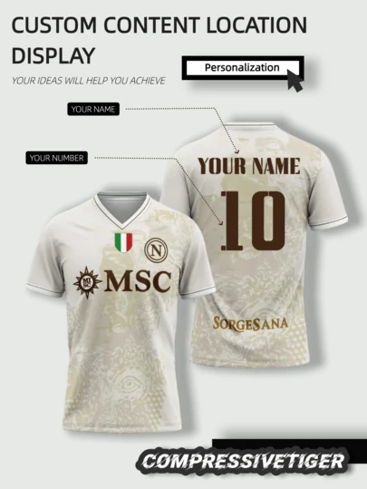 2022/23 Napoli FC Khaki Customized Jersey - Personalized Name And Number - Breathable Slim Fit Design To Help You Perform At Your Best - Fan Sports Training Wear