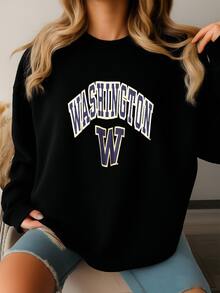 Vintage Washington Huskies Ncaa Sweatshirt  Washington Huskies Spell Out Logo Sweater University Of Washington Gray Crewneck Size Xl Sweatshirt - 黑色 - 查看 2