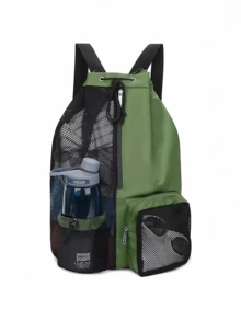 Bolsa de natación con mochila de cuerdas de malla y bolsa húmeda, mochila de playa, mochila de gimnasio