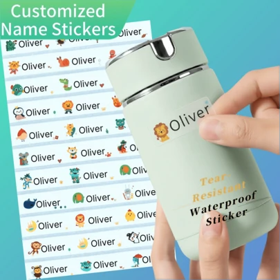 Custom Waterproof Name Labels (33pcs-297pcs), Personalized Stickers In Transparent, Fade-Resistant, Easy To Apply And Remove, Perfect For Water Bottles, Books, Lunch Boxes, And More,Office Decor