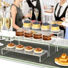 1 Set = 3pcs Acrylic Transparent/Black Display Stands, Modern Minimalist U-Shaped Dessert Stands, Freely Assembled Desktop Display Stands, Suitable For Parties, Gatherings, Weddings, Christmas