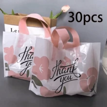 5/10/15/20/25/30/40/50 Pcs Butterfly & Lavender Flower Plastic Gift Bags - Durable Handled Gift Bags, Suitable For Fashion, Shopping And Party Favors - Fit For Christmas, New Year, Valentine's Day, Wedding Celebration, Birthday, Anniversary And More! - Tulip - View 7