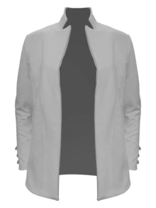 1件女士优雅纯色翻领纽扣开衫毛衣，春秋季 - 淺灰色 - 查看 2