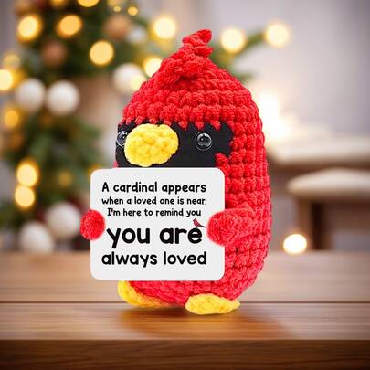 1 pieza Decoración de escritorio hecha a mano a ganchillo, en forma de pájaro lindo, regalo de cumpleaños ideal para la mejor amiga, novia, hermana, mamá, abuela, compañera de trabajo, familia, apoyo emocional positivo, fiesta creativa, Halloween, accesorio de muñeca de peluche navideña