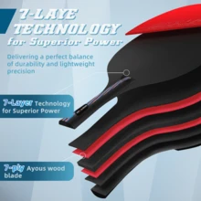 مضرب تنس طاولة، مضرب تنس طاولة احترافي مع حقيبة قماشية، مطاط معتمد من الاتحاد الدولي للتنس الطاولة للمبتدئين واللاعبين المحترفين، تدريب مضرب احترافي. - الأحمر - مشاهدة 5