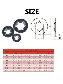 70 stycken M3-M12 insticksbrickor, plommonformade brickor, lagerklämmor, fasta ringar och en kombinationssats med fästkomponenter - Svart - Visa 2