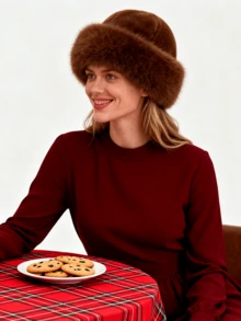 1 pieza Sombrero de moda de unicolor de piel sintética de talla grande, cálido forro polar para otoño e invierno - A - Ver 3