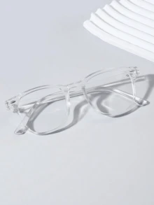 Popular Design Ins Style Women Fashion Inlaid Nail Clear Eyeglasses For Watch TV Play Games Phone Decoration 1pc  Plain    None - trắng - Xem 1