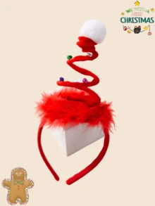 1pc Christmas Tree Shaped Headband With Bells For Girls, Children Christmas Hair Accessories, Suitable For Christmas Party