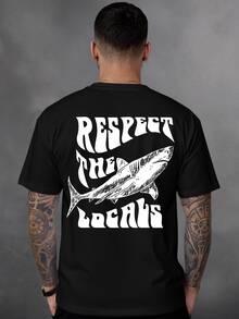 Respect The Locals 100% Cotton 30.1 Combed Men's Printed T-Shirt - 黑色 - 查看 1