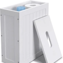 White Slimline Shaker Unit Multi Purpose Bathroom Toilet Roll Storage Tidy Box - 31*17*33 - View 6