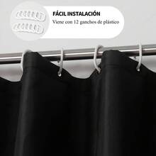 Cortina de ducha ligera, impermeable y antimoho de 180 x 180 cm + 12 ganchos, adecuada para baños, bañeras y hoteles, impermeable, antimoho, antibacteriana y duradera (Negro) - Negro - Ver 3