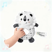 Black & White Animal Baby Teething Rattle Toy With Squeaky Sound - Handheld Sensory Shaker Suitable For Newborns 0-12 Months, Cute Grasping Ring For Early Development
