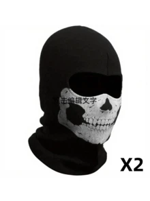 This Mask Features A Ghost Skeleton Design, Suitable For Wind Protection, Especially Suitable For Motorcycle Use. Suitable For Men, Women And Teenagers To Wear During Halloween Cosplay And Outdoor Activities. This Is The Lightweight Version For Spring/Summer. - Black - View 8