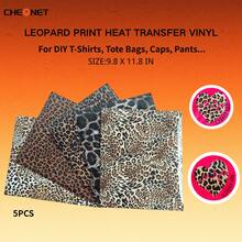 CHEONET-10pcs Leopard Print Heat Transfer Vinyl Sheets, 9.8X 11.8In - DIY Iron-On Decal Film For T-Shirts, Tote Bags, Caps, Pants - Craft Vinyl With Animal Patterns