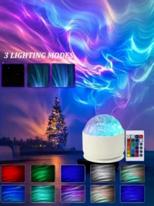 1 st Aurora Borealis färgskiftande projektionsboll - USB-driven atmosfärsbelysningsboll med fjärrkontroll, modern sovrumsinredning med festlig atmosfär, hållbar plastdesign, rumsdekor, feststämningsbelysning, modernt hemtillbehör, högkvalitativ projektion, avslappningssökare - Flerfärgad - Visa 7