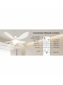 2-In-1 Plug-In Fan Light With Remote Control, Small Ceiling Fans With Lights, 3-Color Dimmable LED Bulb Fan, 1000LM, Easy To Install E26 Screw Base For Bedroom, Kitchen, Garage, Living Room - White - View 3