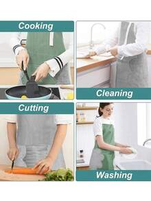 1pc Adjustable Waterproof Kitchen Apron With Large Towel Pocket - Fashionable White PVC Apron, Suitable For Cooking And Baking, Functional Design, Suitable For Women, Practical Kitchen Wear, Suitable For Household, Chefs, BBQ Enthusiasts, Craftsmen And Outdoor Activities - Multicolor - View 8