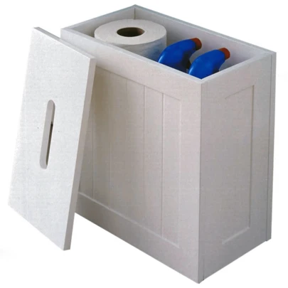 White Slimline Shaker Unit Multi Purpose Bathroom Toilet Roll Storage Tidy Box
