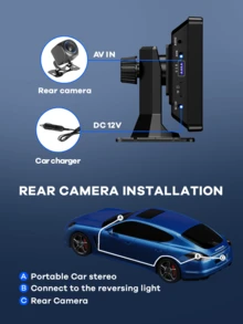 REMAX 10.26-Inch Car Multimedia Video Player Wireless Carplay And Wireless Android Auto Portable Universal Car Monitor Witch Camera, Car MP5 Player, Carplay Fiat 500, Plug And Play Carplay, Stable Classic Choice - 黑色 - 查看 6