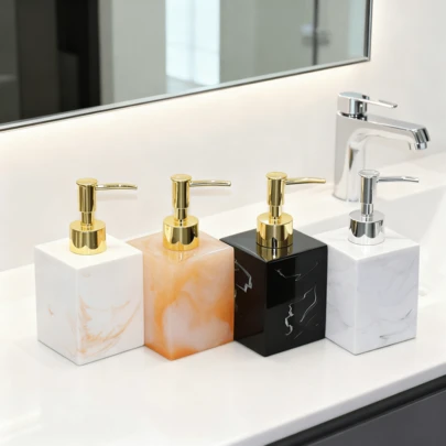 1个280毫升纹理树脂皂液瓶，带按压泵，适用于洗发水、沐浴露、护发素、洗手液，浴室最佳可重复灌装瓶。