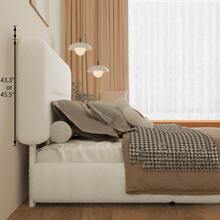 Queen Size Cloud Bed Frame, Boucle Bed With Adjustable Headboard, Soft Rounded Corner Guards, Silent Design, Easy To Assemble, BEIGE - 白色 - 查看 3