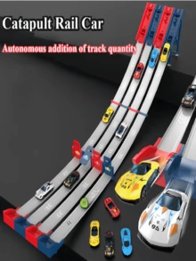 Children's Catapult Track Racing Alloy Cars, Multi-Player Competitive Racetrack, DIY Track Assembly And Splicing, Parent-Child Interactive Racing Fun Toy Cars, Suitable For Boys And Girls Aged 3-12 As Gifts (Car Styles And Colors Are Random). - Multicolor - View 4